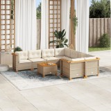 vidaXL Set canapele de grădină, 9 piese, cu perne, bej, poliratan