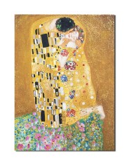Tablou celebru Sarutul pictat manual, The Kiss, 40x30cm ulei pe panza, reproducere Gustav Klimt