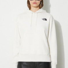 The North Face bluză W Essential Hoodie femei, culoarea bej, cu glugă, uni, NF0A7ZJDQLI1