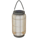 Outsunny Lampadaire d'ext&eacute;rieur solaire en rășină imitată &icirc;n țesătură luminaire LED de jardin en oțel cu pornire/oprire automată gri | Aosom Romania
