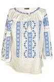 Bluza tip ie dama B23, alb/albastru cosmic , marimea L