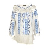 Bluza tip ie dama B23, alb/albastru cosmic , marimea M