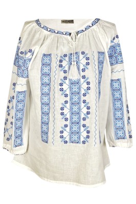 Bluza tip ie dama B23, alb/albastru cosmic , marimea L foto