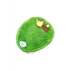 Cosulet imitatie iarba pentru oua de paste cu figurine 24x21 cm