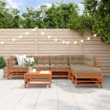 vidaXL Set de lounge pentru grădină 7 pcs Maro Ceară Lemn masiv de pin 3418106