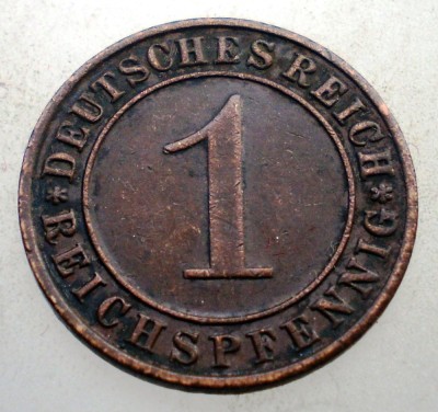 B.216 GERMANIA WEIMAR 1 REICHSPFENNIG 1934 D foto