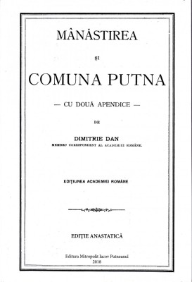 AS - DIMITRIE DAN - MANASTIREA SI COMUNA PUTNA foto