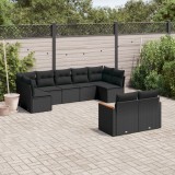 Cumpara ieftin Gossi set mobilier de gradina cu perne, 9 piese, negru, poliratan
