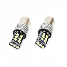 Set becuri auto cu LED CANBUS P21W BA15S 15 SMD 7.5W Alb 12/24V AVX-AM01293