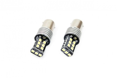 Set becuri auto cu LED CANBUS P21W BA15S 15 SMD 7.5W Alb 12/24V foto