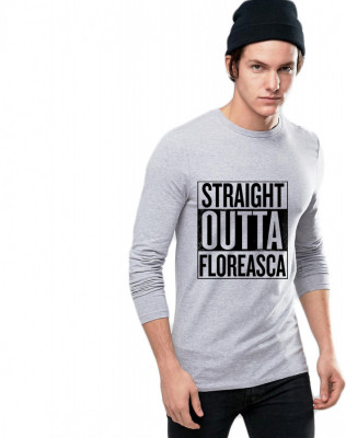 Bluza barbati gri cu text negru - Straight Outta Floreasca - L foto