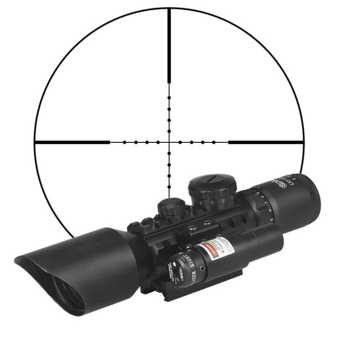 Luneta profesionala cu laser si reticul iluminat, M9 LS3-10x42E Rifle Scope