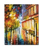Cumpara ieftin Tablou peisaj citadin pictat manual, Plimbare romantica, 60x50cm ulei pe panza