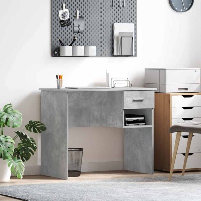 vidaXL birou cu stocare gri beton 90x49.5x75 cm lemn compozit foto