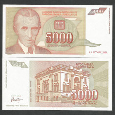 IUGOSLAVIA 5.000 5000 DINARI DINARA 1993 UNC [1] P - 128 a , necirculata