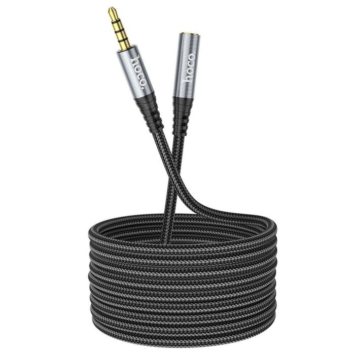 Cablu mufa audio, Hoco, AUX 3,5 mm mascul la mama UPA20, Negru, 2 m