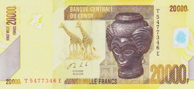 Bancnota Congo 20.000 Franci 2020 - P104c UNC foto