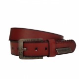 Curea barbati, casual-eleganta, din piele ecologica, latime 3.5 cm, visiniu - NB003