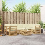 vidaXL Set de canapele de exterior 8 pcs Alb și crem Poliester 3391535