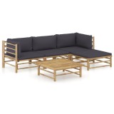 VidaXL Set mobilier de grădină cu perne gri &icirc;nchis, 5 piese, bambus