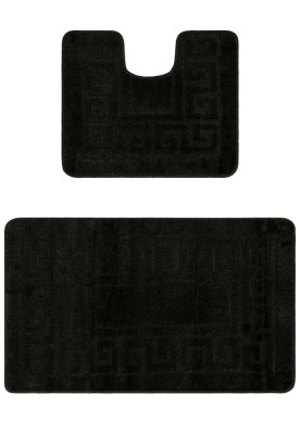 Set 2 covorase baie Ethnic, Negru, 60x100 cm, 50x60 cm - 60x100 cm foto