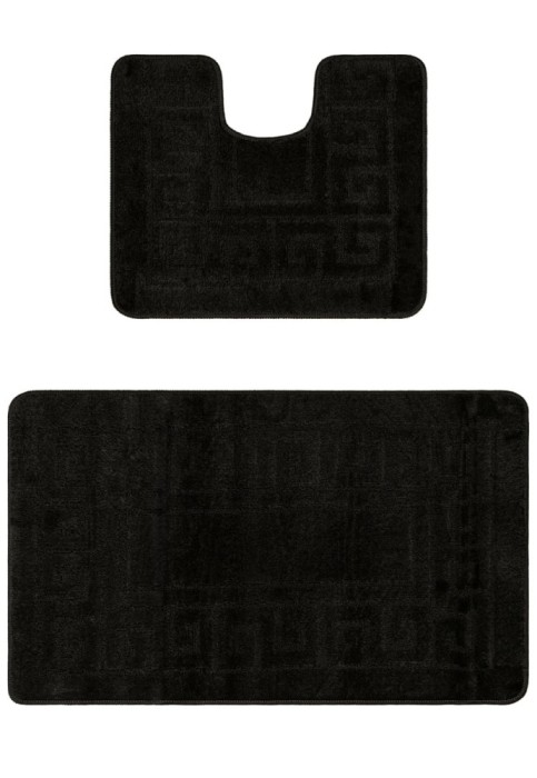 Set 2 covorase baie Ethnic, Negru, 60x100 cm, 50x60 cm - 60x100 cm