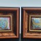 Set, pereche tablouri moderne, pictura pe piele - rama de exceptie, unicat