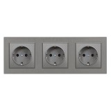Ștecher Triplu cu &Icirc;mpăm&acirc;ntare Leziter Nova III 16A 250V IP20, Montaj &Icirc;ncăstrat, Alb