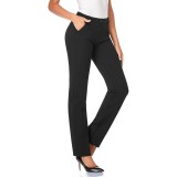Femei 28''/30''/32''/34'' Pantaloni de costum elastici, drepți, cu buzunare, &icirc;nălțime mare, lungi, pentru persoane scunde, standard, pentru birou, mun