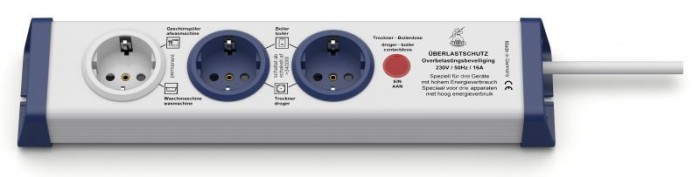&Uuml;BERLASTSCHUTZ-STECKDOSENLEISTE / ENERGIEVERTEILER F&Uuml;R 3 GER&Auml;TE WEISS 8110-002.01 INTERB&Auml;R