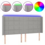 Cumpara ieftin Tablie de pat cu LED, gri deschis, 203x16x118/128 cm, textil