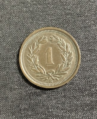 Moneda 1 rappen 1880 Elvetia foto
