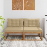 vidaXL Canapea Medie Exterior Lemn Masiv Acacia Natural Rezistent Intemperii Set 2 Bucati Pernă