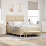 vidaXL Pat cu arcuri cu saltea cu headboard Crem 140 x 200 cm țesătură 3344308