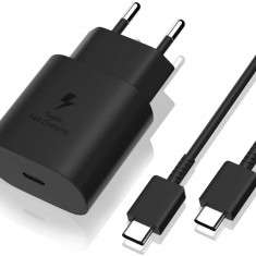 Incarcator Samsung A 70, A 70S TA800EBE cablu DG905BBE 25W Type C 1M Super Fast Charger Negru