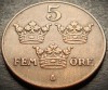 Moneda istorica 5 ORE - SUEDIA, anul 1935 * cod 4019 = excelenta, Europa