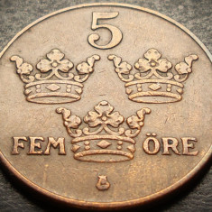 Moneda istorica 5 ORE - SUEDIA, anul 1935 * cod 4019 = excelenta