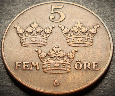 Moneda istorica 5 ORE - SUEDIA, anul 1935 * cod 4019 = excelenta foto