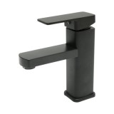Baterie pentru lavoar negru mat, design patrat, monocomanda, Breckner