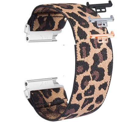 Curea textila elastica, compatibila Huawei Watch Fit 1, cu adaptor dedicat, Elastic Leopard foto