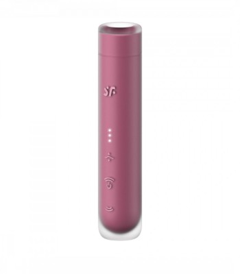 Vibrator First Kiss, 30 Programe Suctiune, USB, Burgundy, 14.5 cm foto