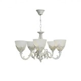 Lustra Rustic COTTAGE, 5xE27, Alb, Metal si Sticla