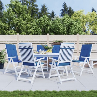 vidaXL Perne scaun spătar &amp;icirc;nalt, 6 buc., albastru, 120x50x3 cm, textil foto