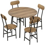 HOMCOM Set masă 5 piese: masă și 4 scaune, picioare metal, finisaj natural. | Aosom Romania