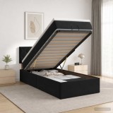 Cumpara ieftin Pat ottoman cu saltea cu headboard Negru 80 x 200 cm Catifea