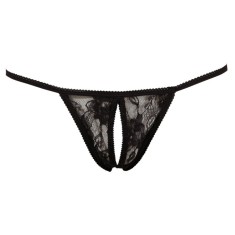 Bikini din dantela neagra cu decupaj in zona intima, Orion, negru - S/L