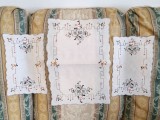 Set 3 mileuri Vintage din bumbac cu broderie manuala- Bej