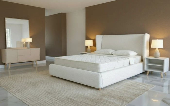 Pat Sigma 160x200 cm Tapitat Stofa Teddy Nuanta Alb Crem Somiera Inclusa