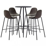 Set mobilier de bar, 5 piese, gri &icirc;nchis, material textil GartenMobel Dekor, vidaXL