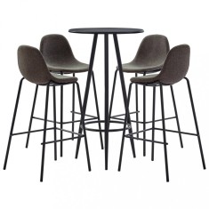 vidaXL Set mobilier de bar, 5 piese, gri inchis, material textil foto